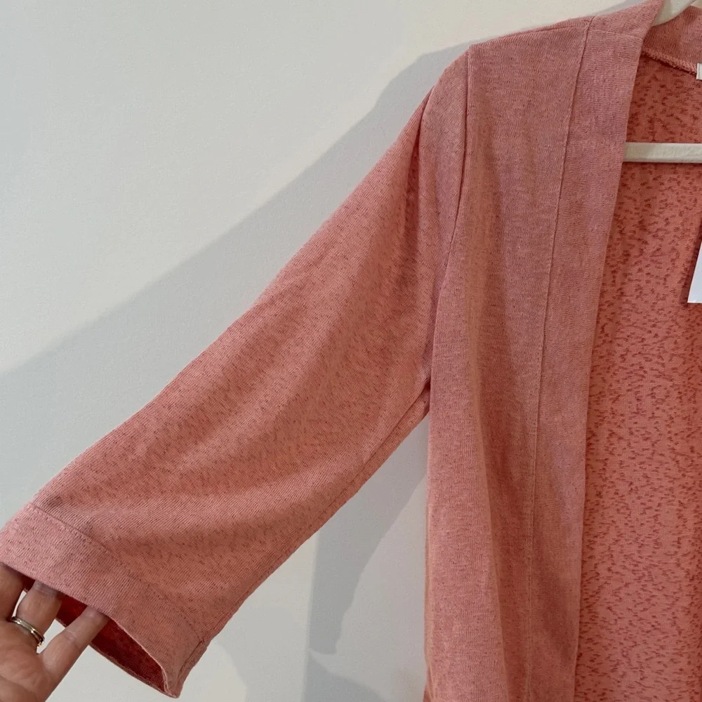 Notations Women’s Dusty Rose Open-Front 3/4 Sleeve Sheer Cardigan Size Small